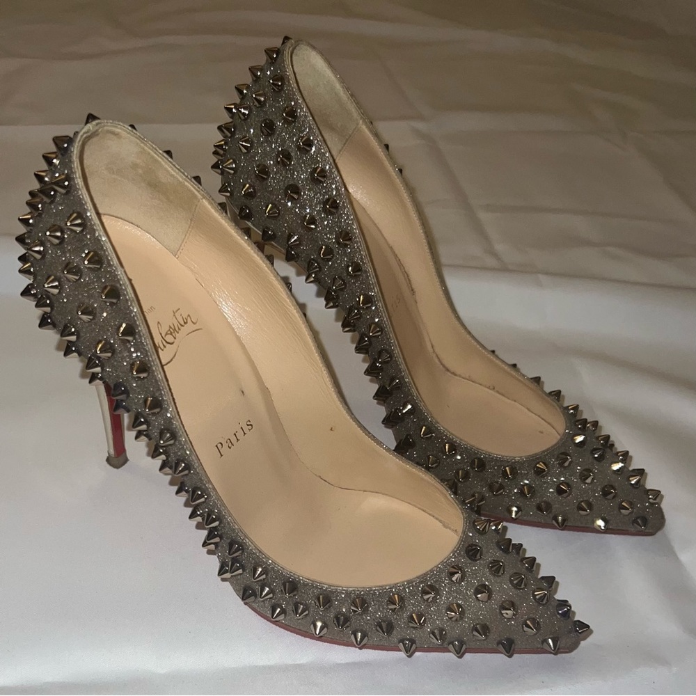 Christian Louboutin Glitter Mini Specchio Follies Spikes 100 Pumps